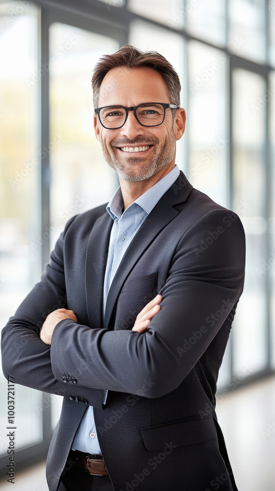 middle aged businessman standing at office middle aged businessman standing at office