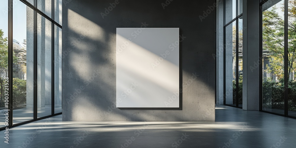 Obraz premium Blank White Poster on Wall in Empty Room