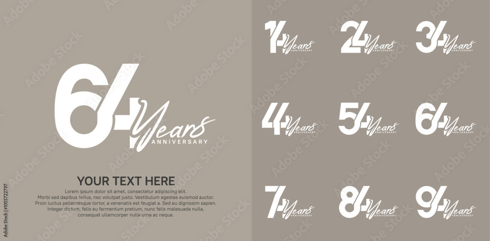 Fototapeta premium Anniversary logo set vector design, white color for celebration event