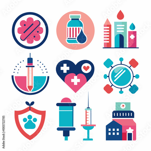Various medical icons displayed on a white backdrop