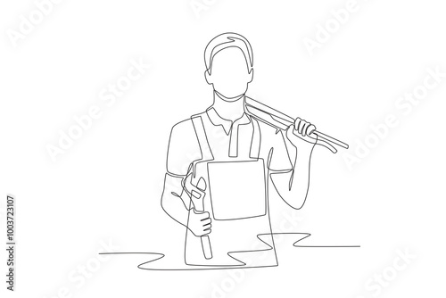 Plumber. Plumber concept one-line drawing