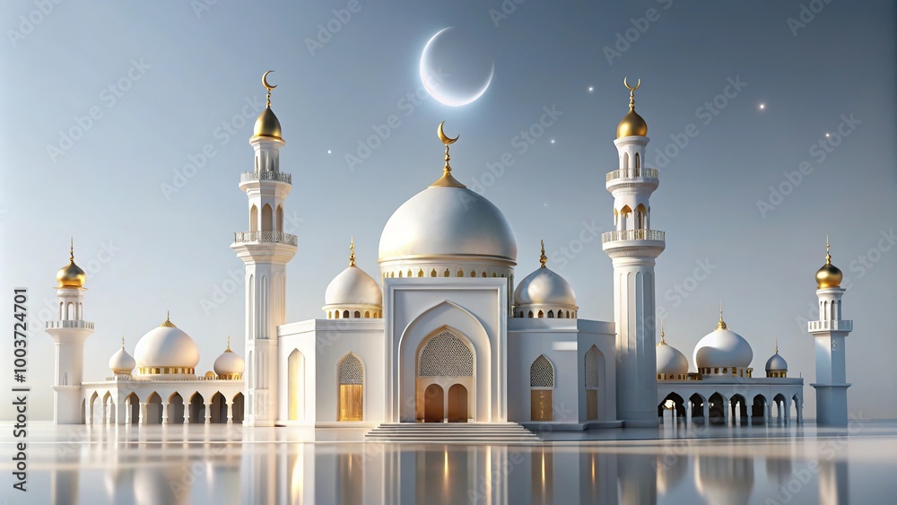 Obraz premium Luxurious Islamic mosque architecture perfect for Ramadan celebration