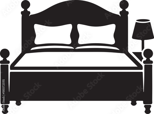 Bed silhouette -vector image of bed - lifestyle use bed - furniture design bed 