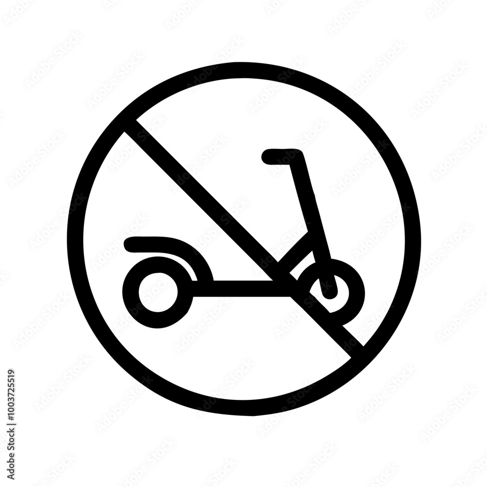 No scooters sign icon with prohibition symbol and clear background No scooters sign icon with prohibition symbol and clear background