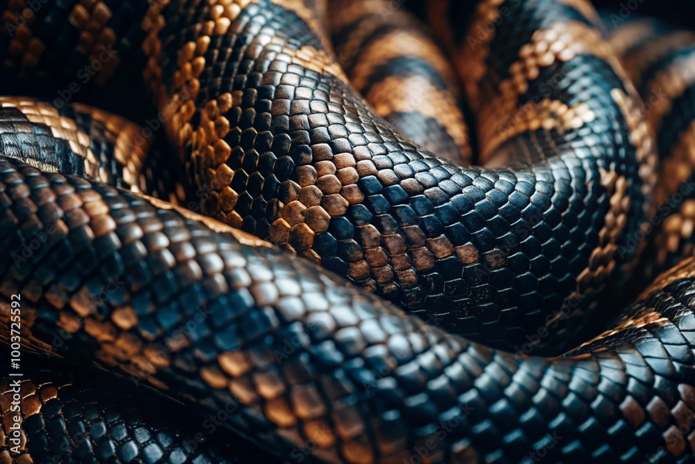 The texture of natural snakeskin. Close-up. The New Year of the snake 2025. Leather background of reptiles.