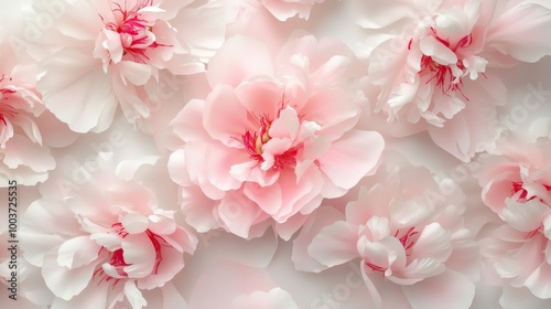 A close up of a bunch of white and pink flowers