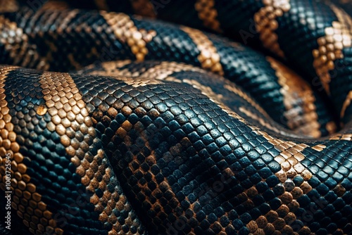 The texture of natural snakeskin. Close-up. The New Year of the snake 2025. Leather background of reptiles.