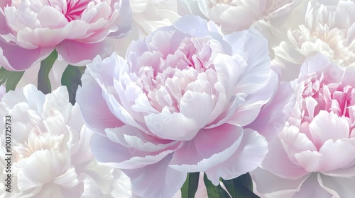 A close up of a bunch of white and pink flowers