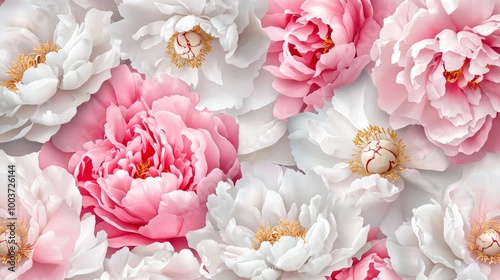 A close up of a bunch of white and pink flowers