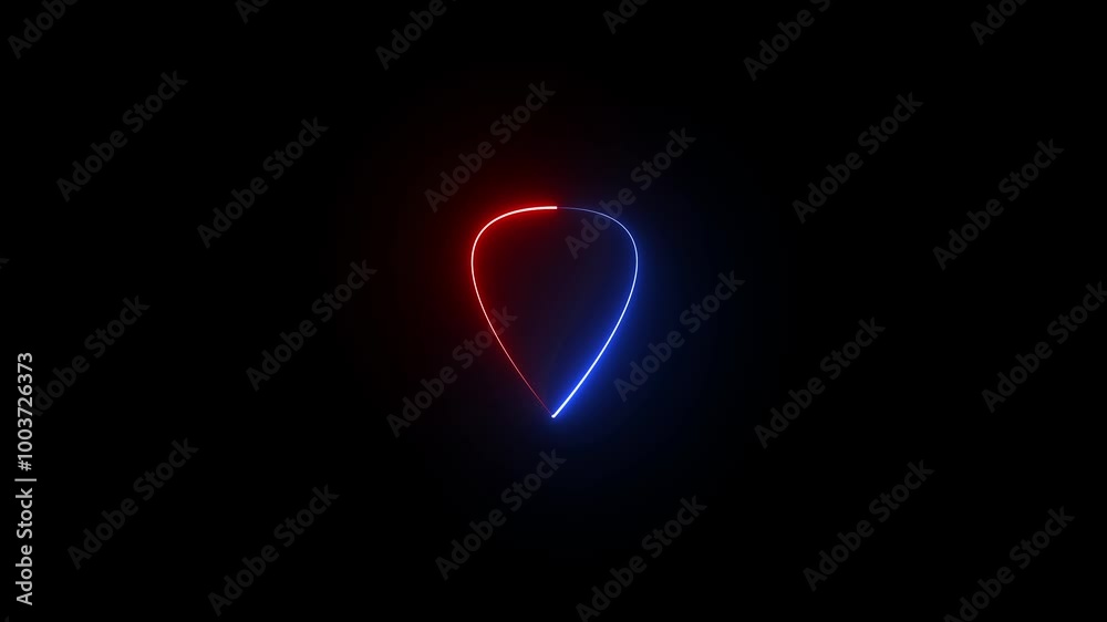Liquid drop icon glowing neon color animation black background
