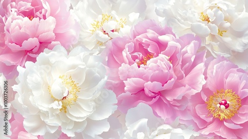 A close up of a bunch of white and pink flowers