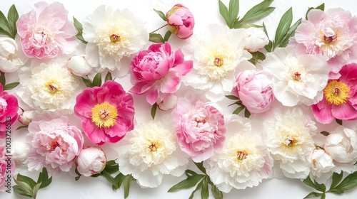 A close up of a bunch of white and pink flowers