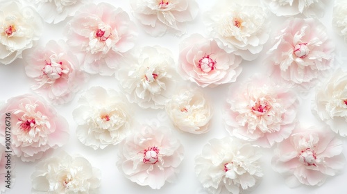 A close up of a bunch of white and pink flowers