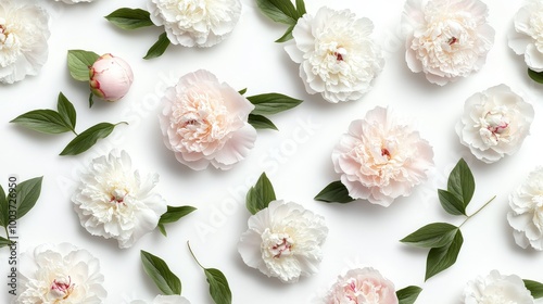 A close up of a bunch of white and pink flowers
