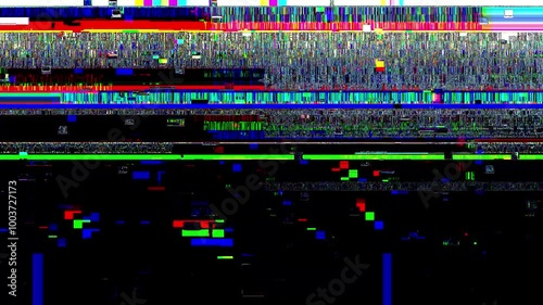 Noise distortion effect with VHS glitch screen, error signal, and prism displacement 4K