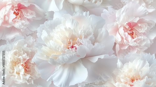 A close up of a bunch of white and pink flowers