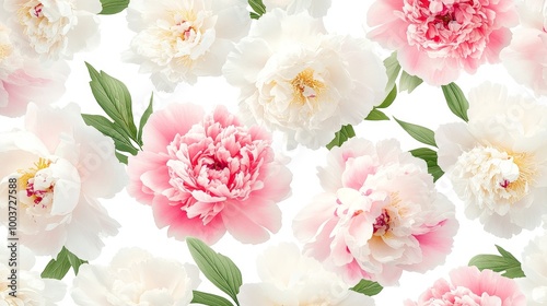 A close up of a bunch of white and pink flowers