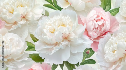 A close up of a bunch of white and pink flowers