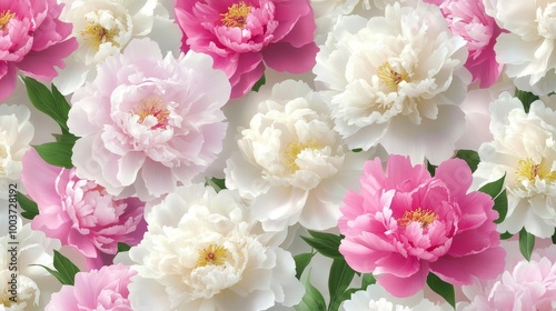 A close up of a bunch of white and pink flowers