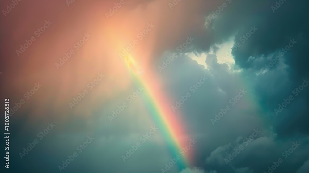 Vibrant Rainbow Illuminating Dark Clouds Vibrant Rainbow Illuminating Dark Clouds
