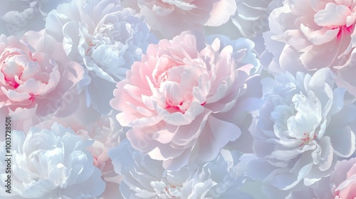 A close up of a bunch of white and pink flowers