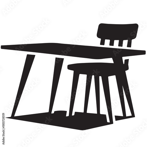 Dining table silhouette- vector image of dining table - chair &table set 