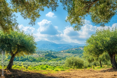 Breathtaking Mediterranean Landscape with Lush Olive Trees for Nature Enthusiasts