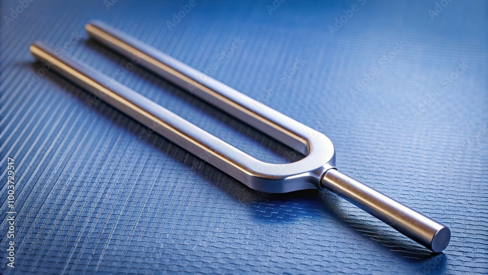 wellness, meditation, peace, relaxation, meditation, harmony, music, sound healing, A close up photo of a tuning fork used in sound therapy or to tune musical instruments