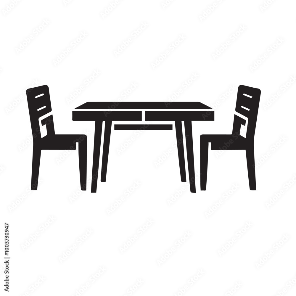 Dining table silhouette- vector image of dining table - chair &table set Dining table silhouette- vector image of dining table - chair &table set