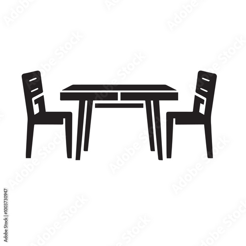Dining table silhouette- vector image of dining table - chair &table set 