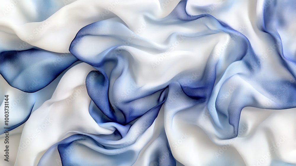 Obraz premium A traditional tiedye fabric design with flowing abstract patterns in shades of indigo and blue