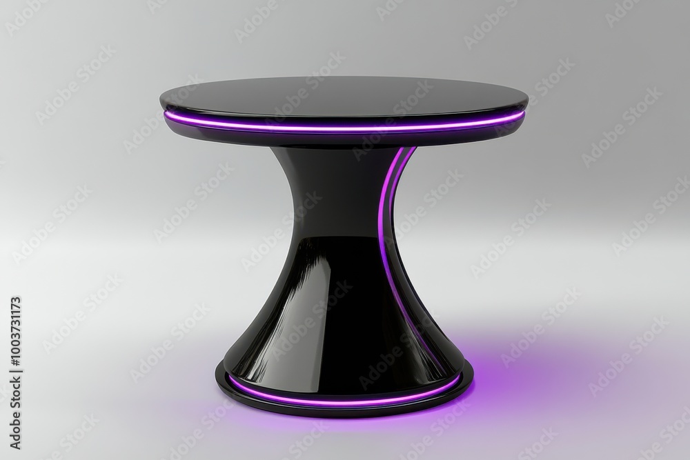 Sleek Black Side Table with Neon Purple Accents Perfect for Modern Interiors Sleek Black Side Table with Neon Purple Accents Perfect for Modern Interiors