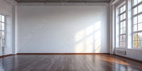 Wallpaper Mural Large Empty Wall with Wooden Floor and Natural Light Torontodigital.ca