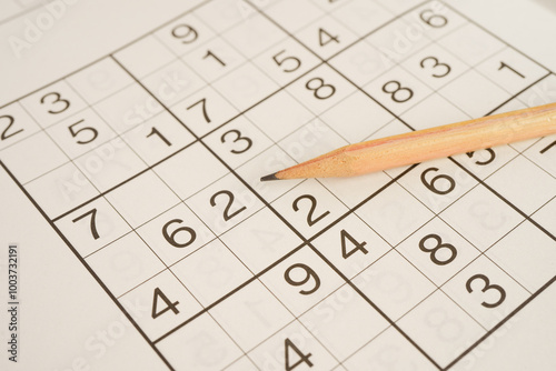 Sudoku puzzle, game to play for keep you brain younger for developing Alzheimer disease in senior patient.