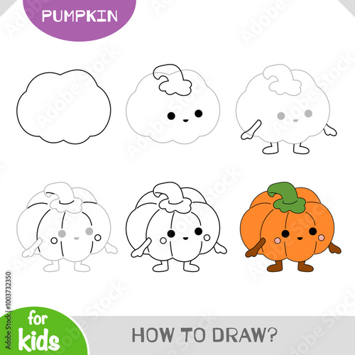 How to draw Halloween pumpkin boy for children. Step by step drawing tutorial