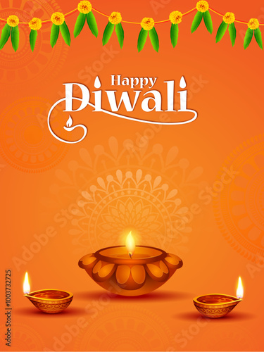 Happy Diwali festival celebration greetings design , indian festival of lights , Social Media Post Template. 