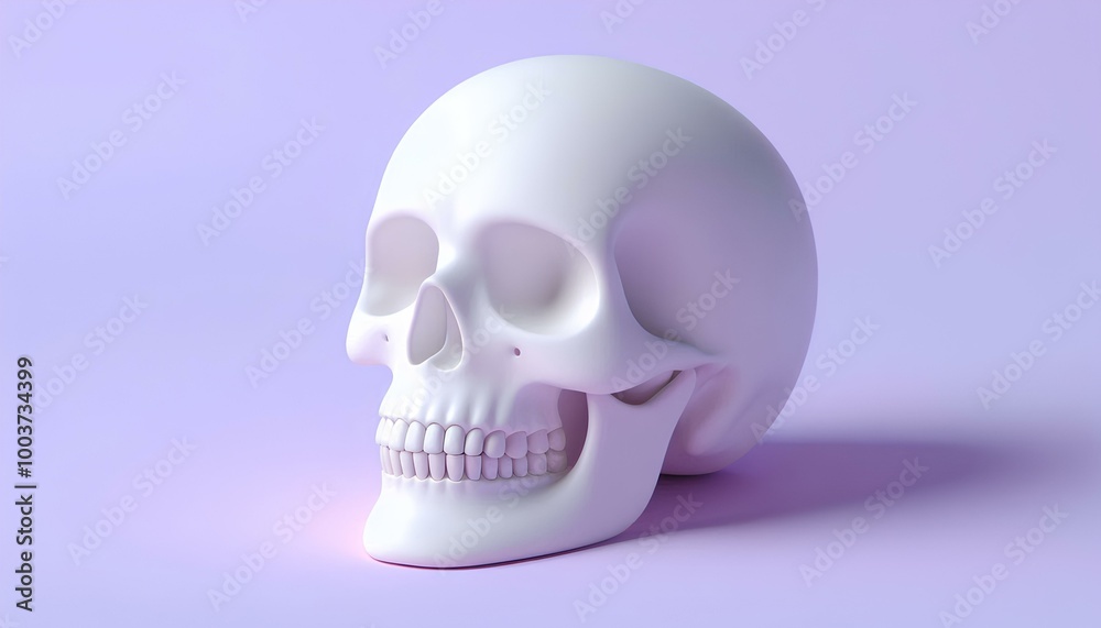 A 3D white skull on a purple background A 3D white skull on a purple background