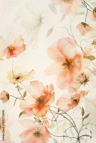 Soft Floral Background with Delicate Pink Blooms