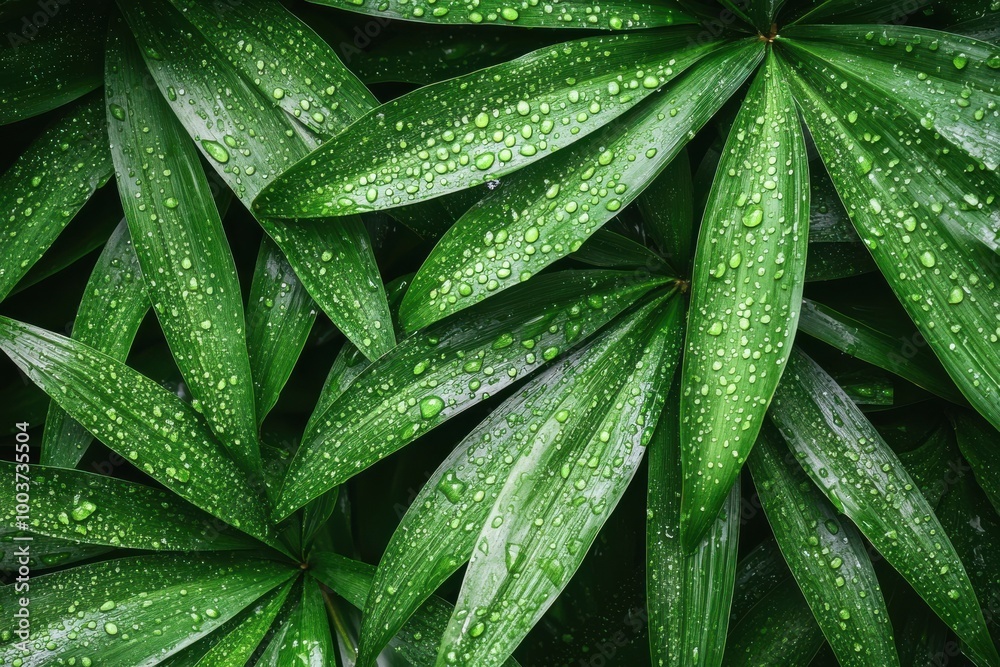 Close-Up Wall Art of Dewdrops on Lush Green Leaves for Nature Lovers Close-Up Wall Art of Dewdrops on Lush Green Leaves for Nature Lovers