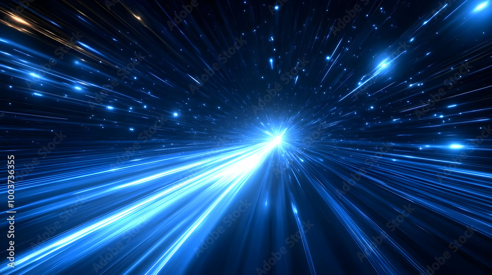 Abstract Blue Lights Streaking Through Space as a 3D Rendered Background Abstract Blue Lights Streaking Through Space as a 3D Rendered Background