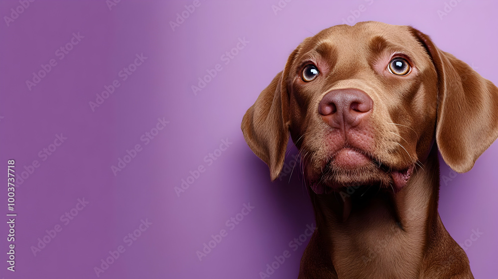 custom made wallpaper toronto digitalCute Dog Looking Up on Purple Background