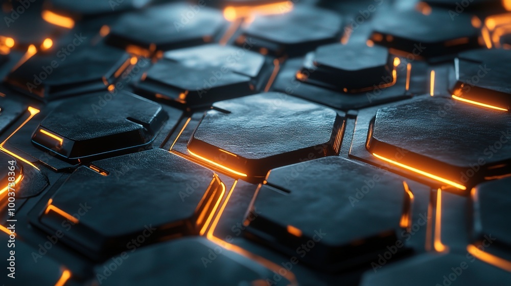 Obraz premium Futuristic Hexagonal Pattern with Glowing Edges