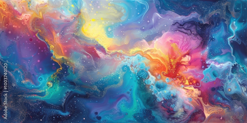 Vibrant Abstract Swirls of Colorful Cosmos