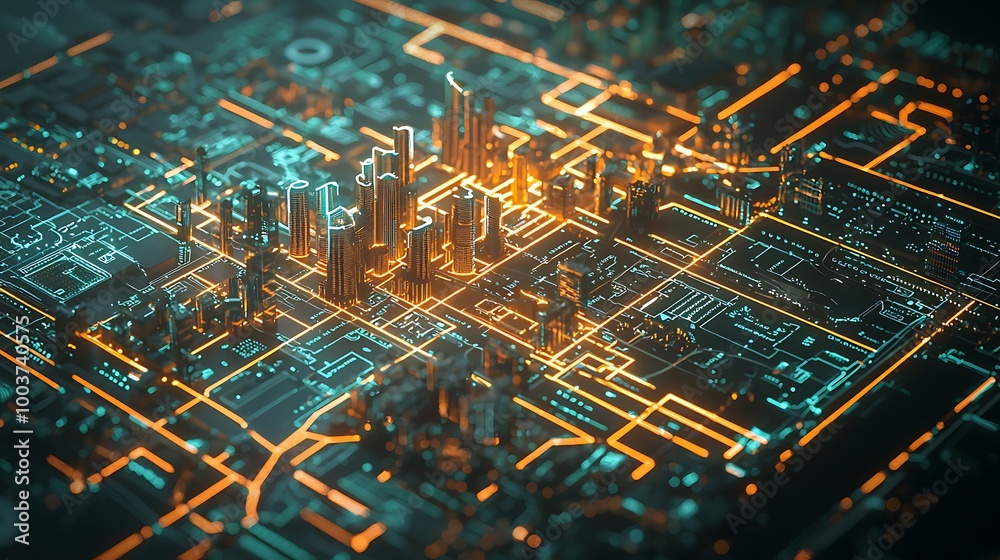 Futuristic Digital Map of Smart City Futuristic Digital Map of Smart City