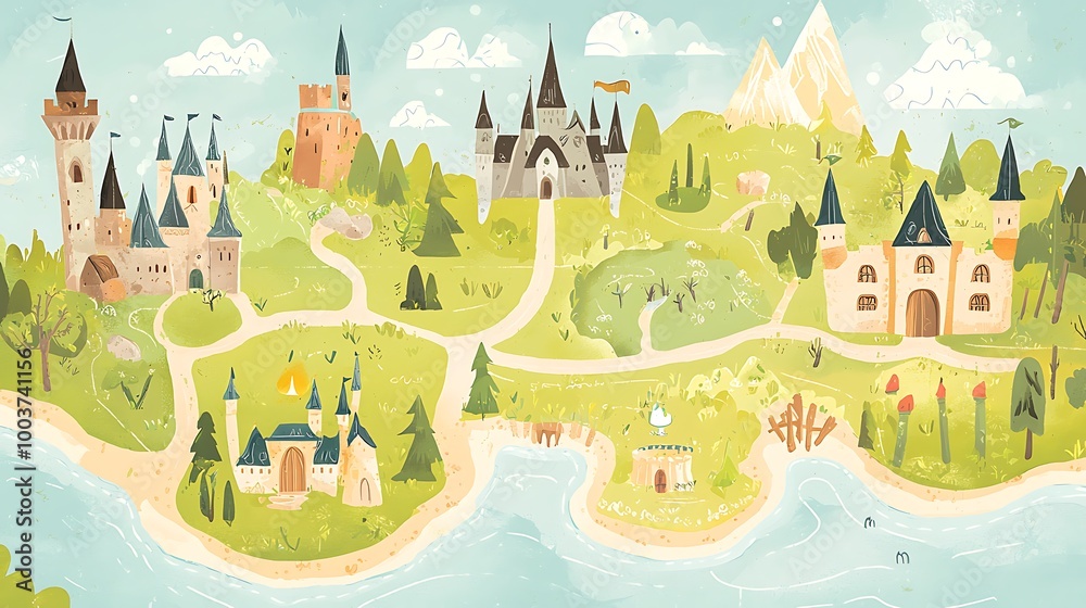 Hand-Drawn Fantasy Map Illustration
