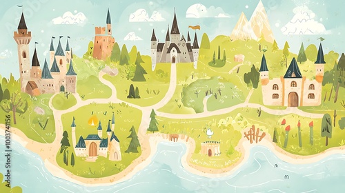 Hand-Drawn Fantasy Map Illustration