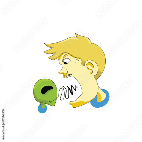 Illustration of an Alien Confronted by a Stubborn Human