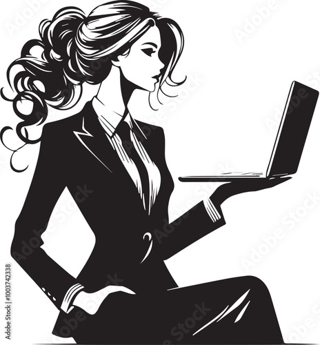 Business woman silhouette vector art