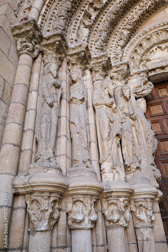 Architectural details of the Basilica of San Vicente church in the old town of Avila city photo