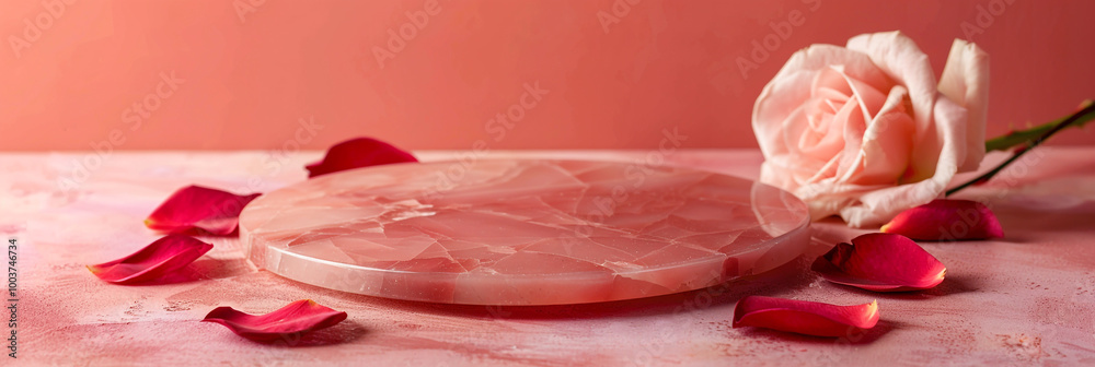 custom made wallpaper toronto digitalStudio room Pink marble podium with rose petals